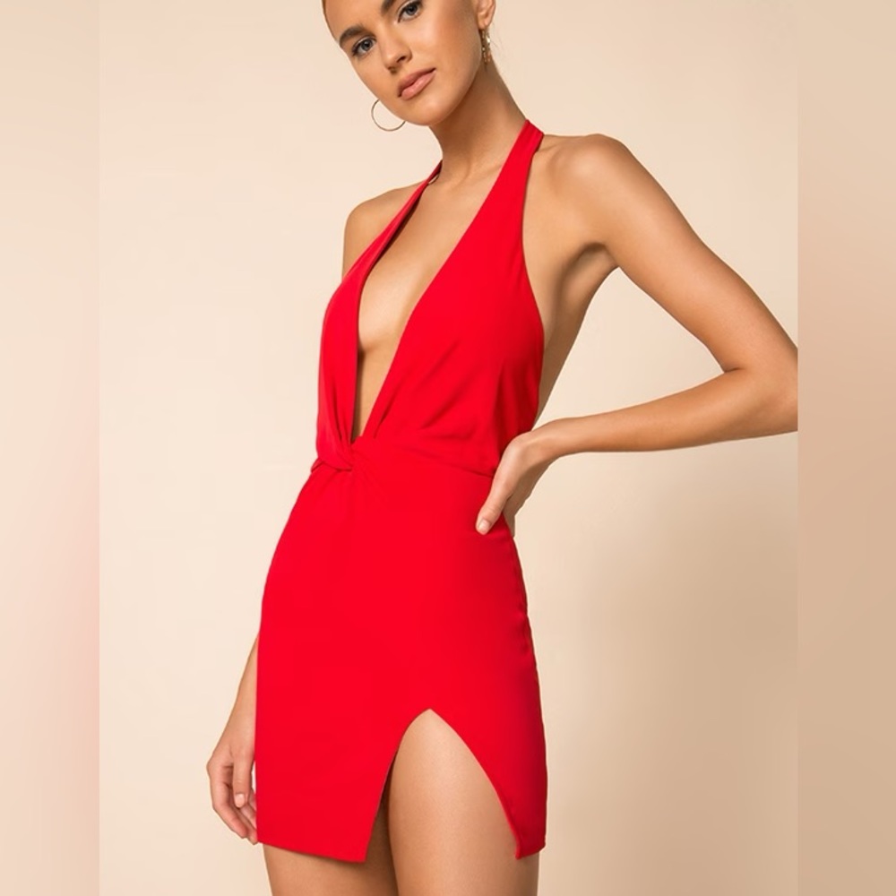 Super down mini red dress